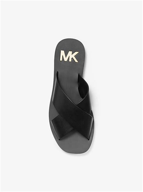 glenda michael kors|Glenda Leather Slide Sandal .